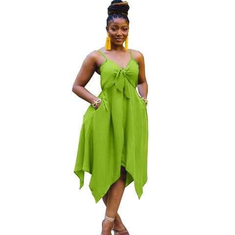 Green Asymmetric Hemline Plus Size Dresses