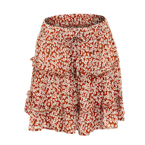 red floral mini skirt for women