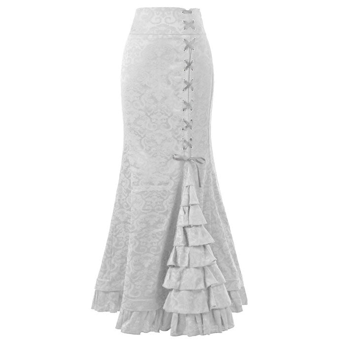 Vintage Victorian Ruffled Skirt white