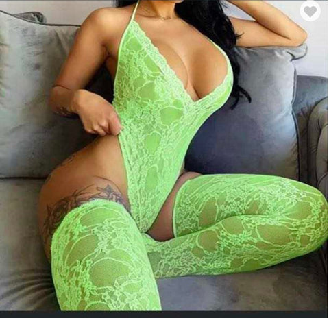 Lace Bodysuit w/ Matching Stockings