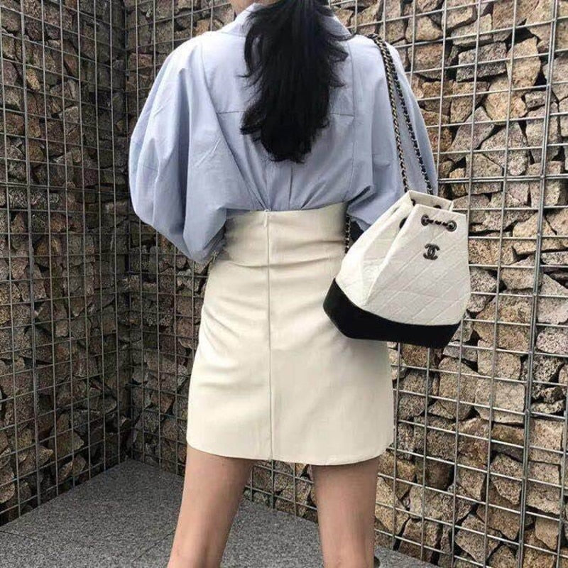 asymmetric skirt white