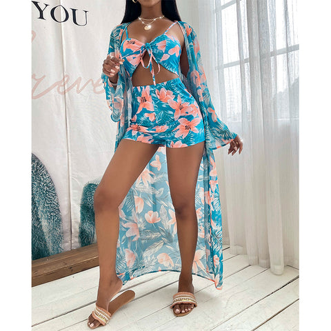 Always On Vacay Beach Set in floral blue