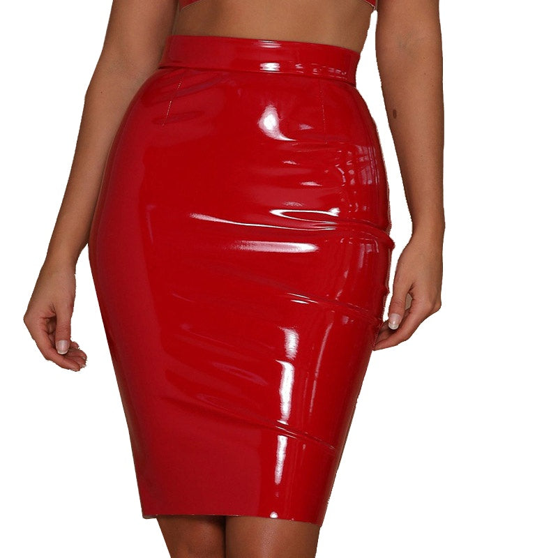 red latex skirt for women