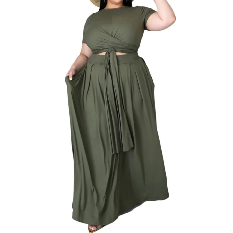 Army Green Penelope Plus Size Printed Summer Dress