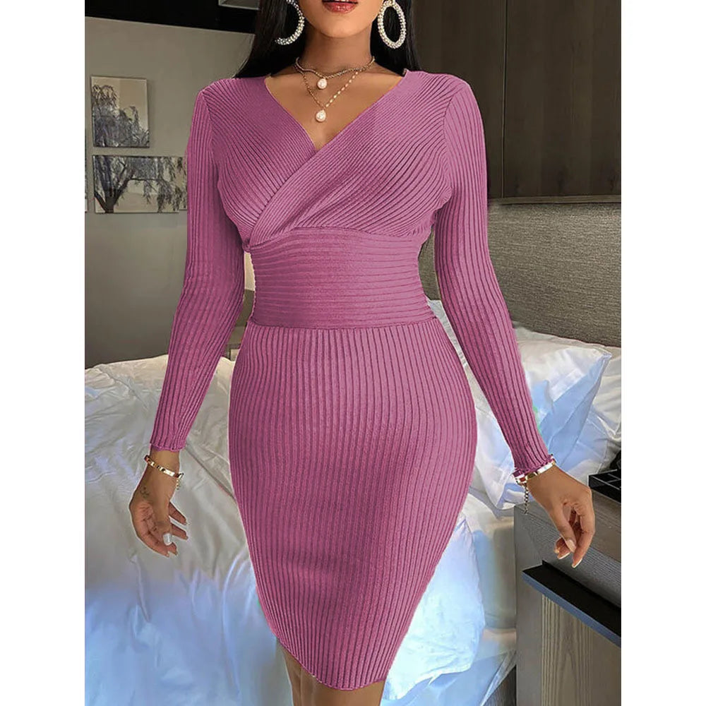 Pink Romina Ribbed Bodycon Dresses