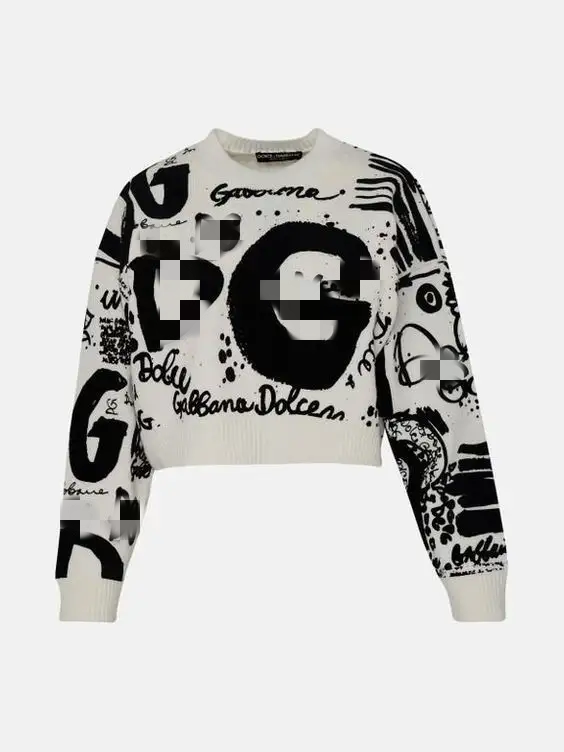 Women Crew Neck Crop Knitted Sweater