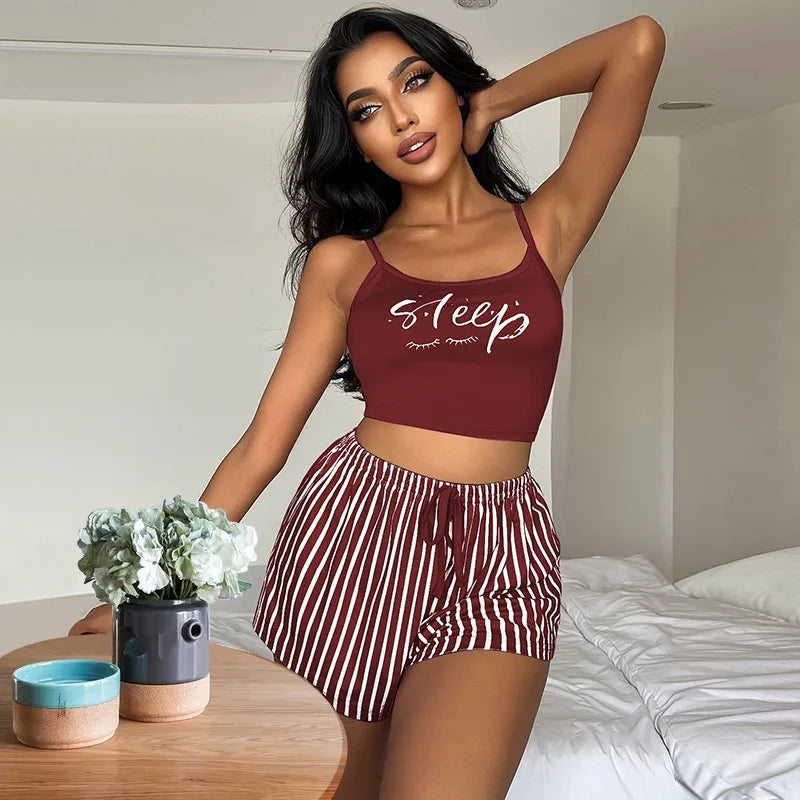 So Sleepy Short Set Red