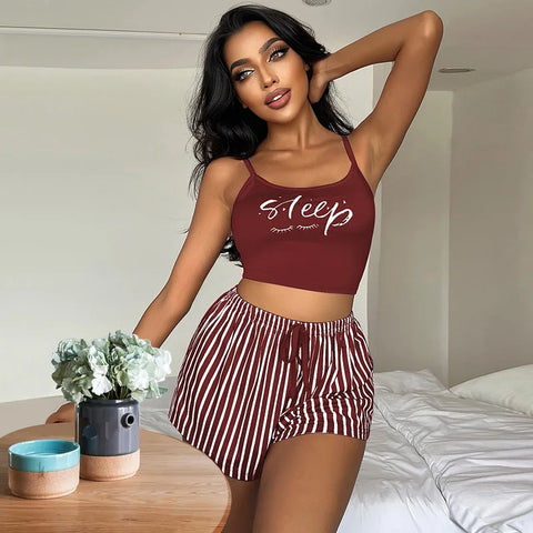 So Sleepy Short Set Red