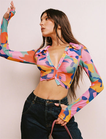 long sleeves crop top for women