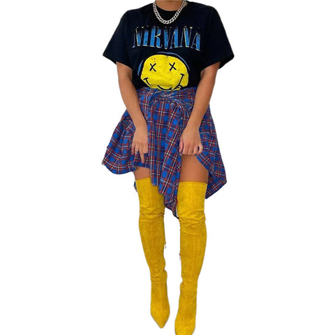 purple plaid mini skirt for women