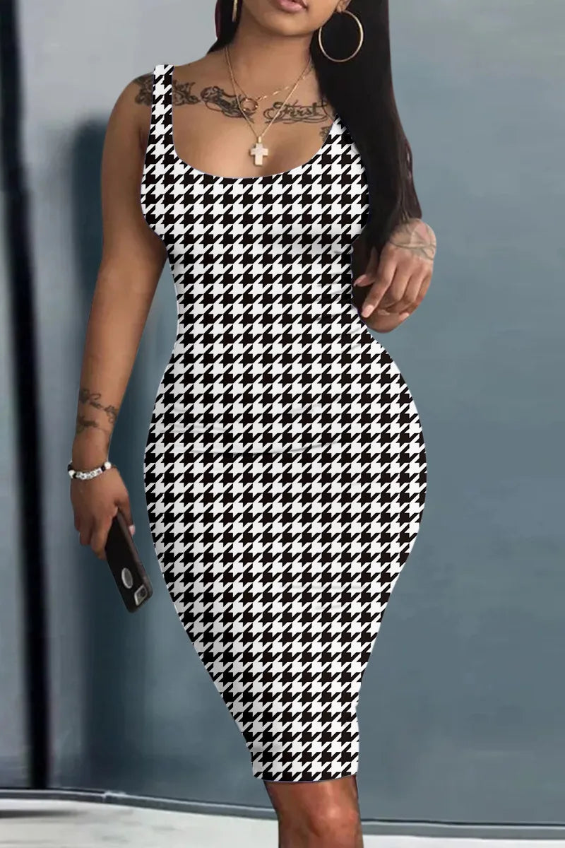 crotchet sleeveless bodycon dress