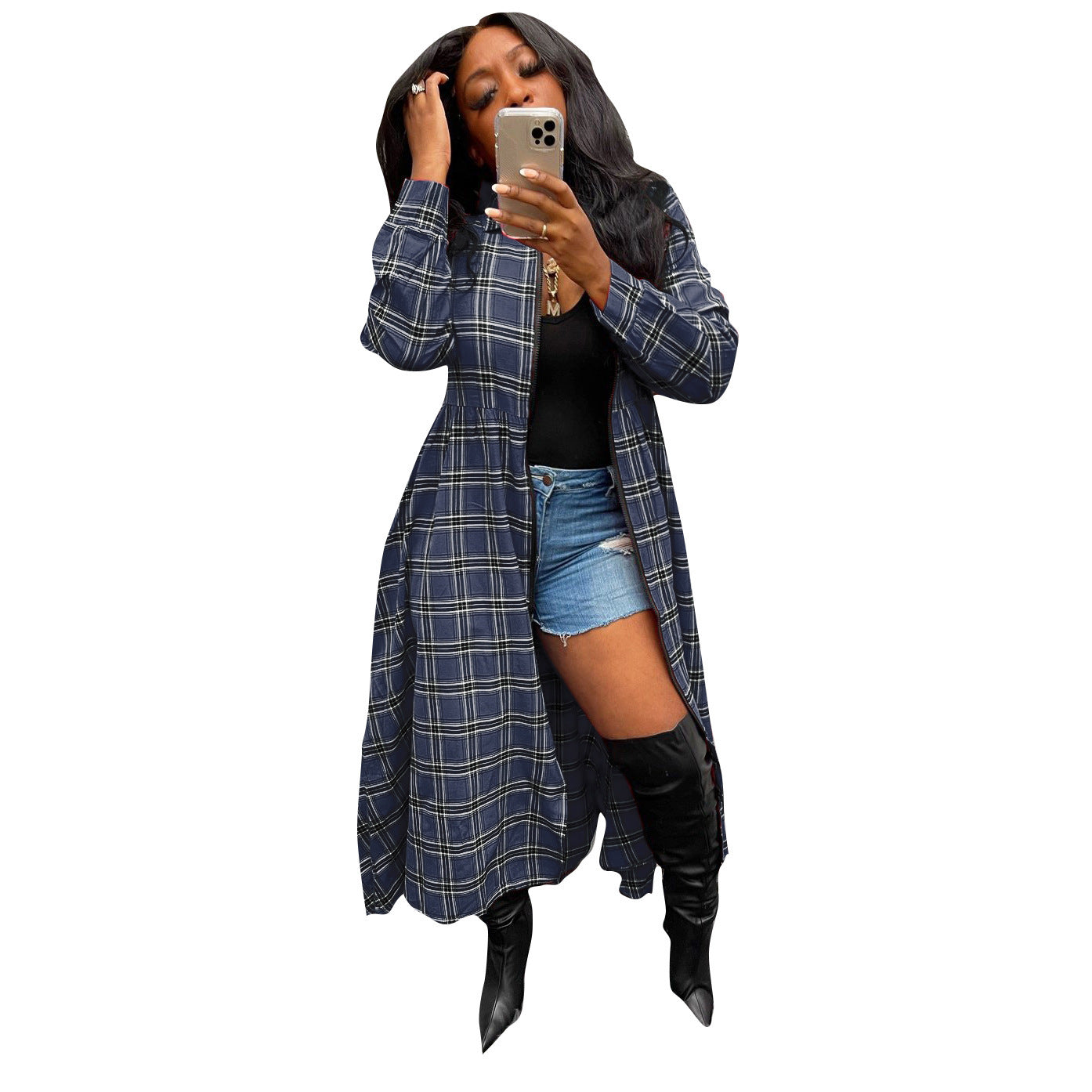 Women Fall Blue Long Shirt