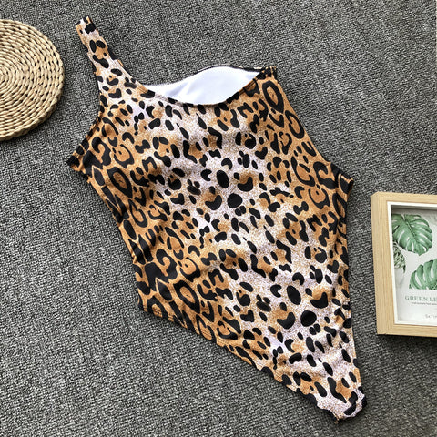 Leopard Print Hollow Out Swimming Suit
