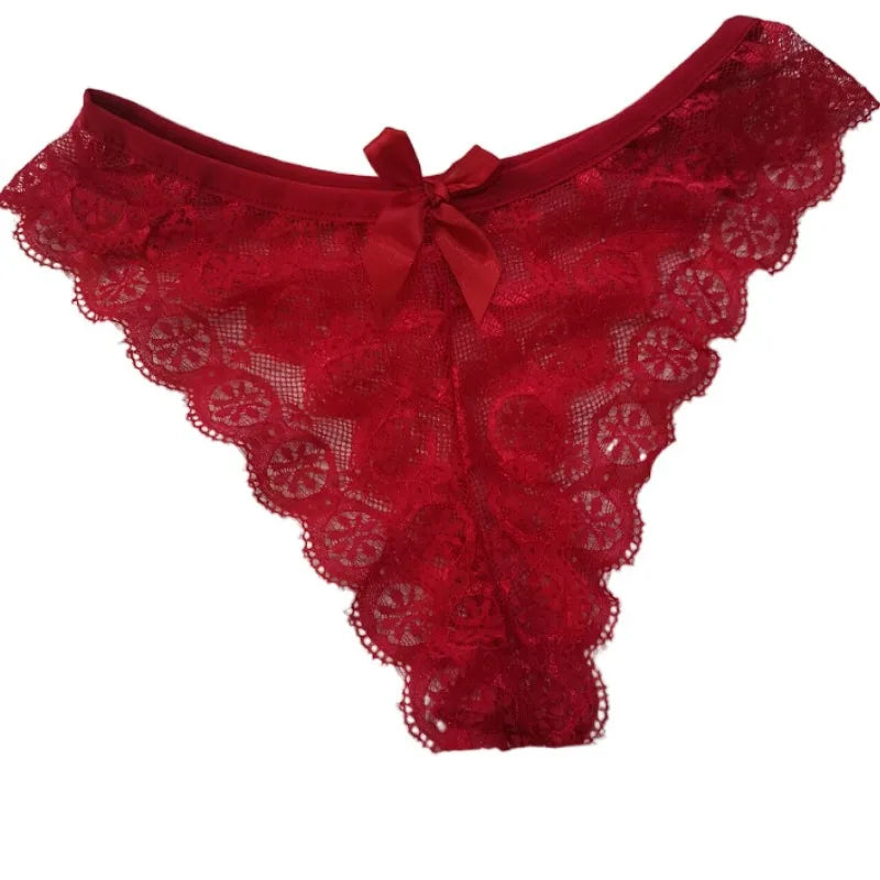 Flirty Bowtie Lace Panties Red