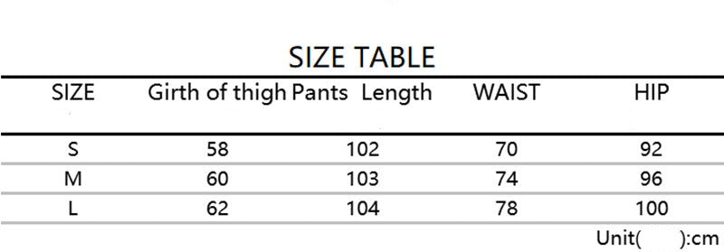 vintage straight flare pants size chart