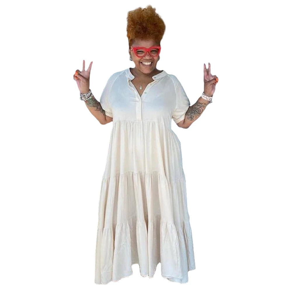 White Pamela Plus Size Summer Casual Dress