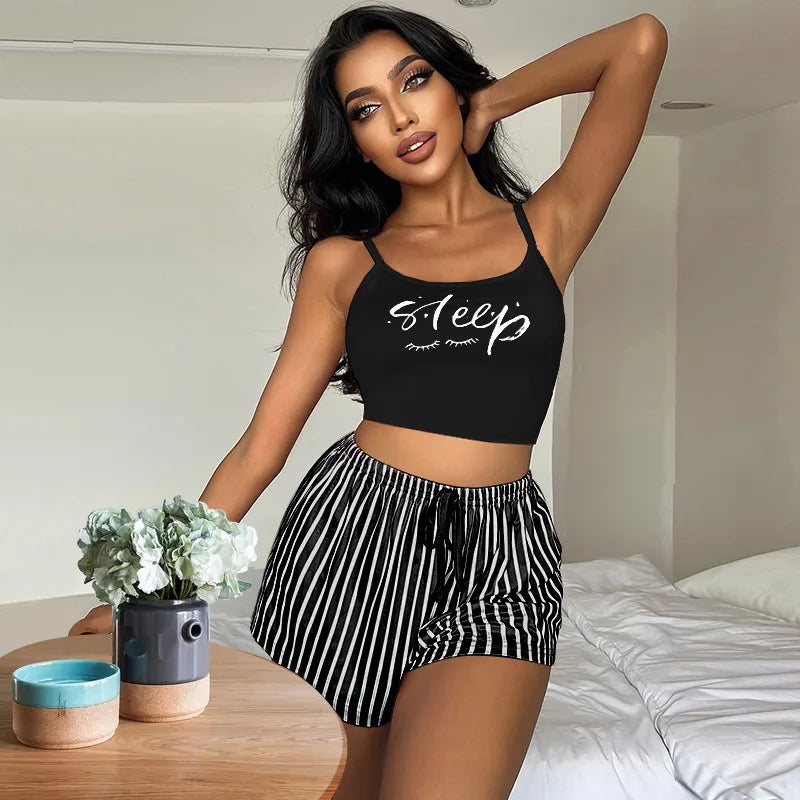 So Sleepy Short Set Black