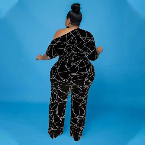 black Plus Size Wide Legged Women Jumpsuits
