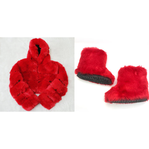 Fur/Bubble Jacket and Boots Set