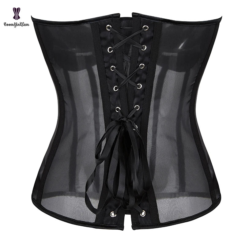 Plus Size Bra Padded Transparent Mesh Corset