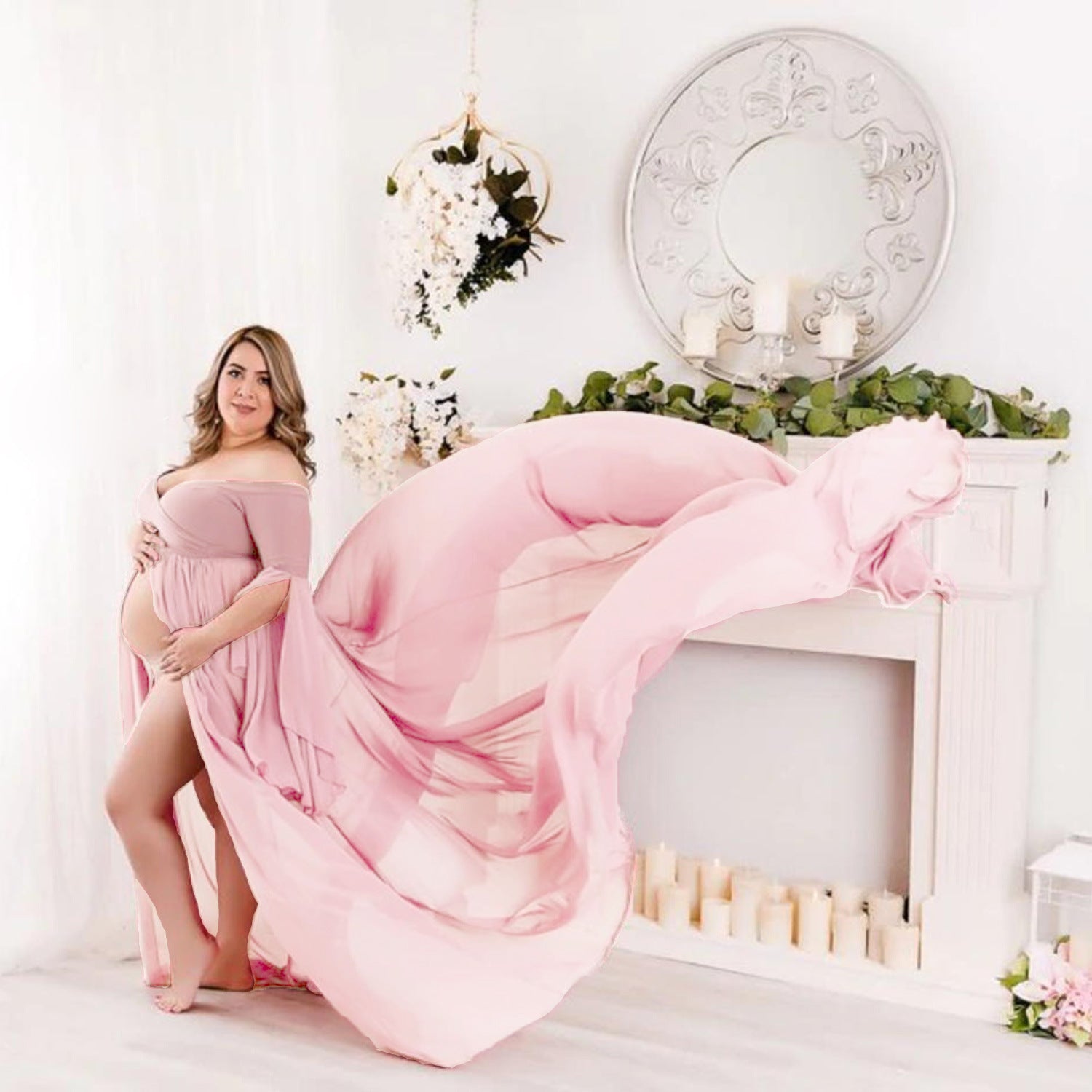 Light Pink Caroline Chiffon Maternity Gown Dresses