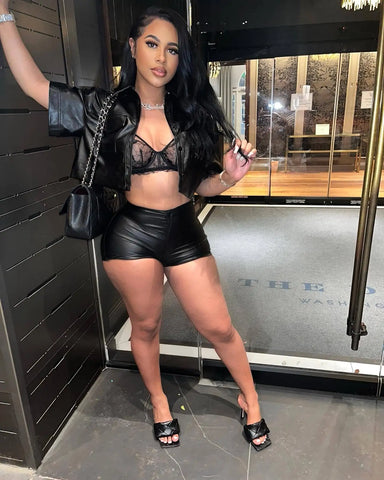  Couture Leather Shorts Sets 
