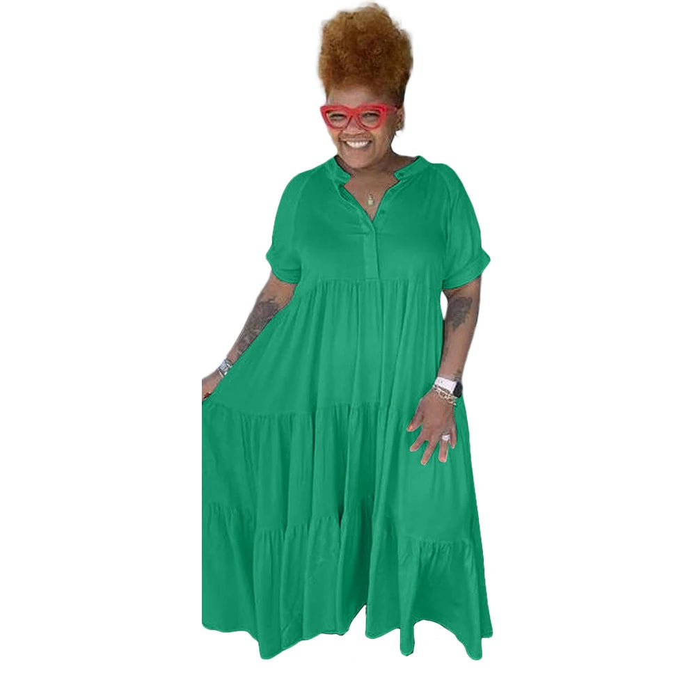 Green Pamela Plus Size Summer Casual Dress