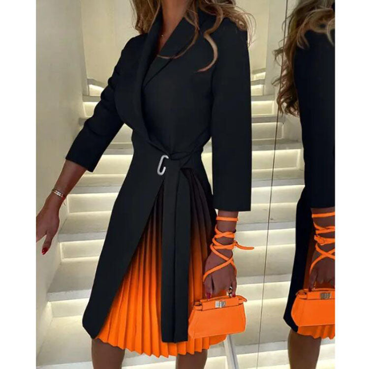  Abstract Leader Black and Orange Casual Dress