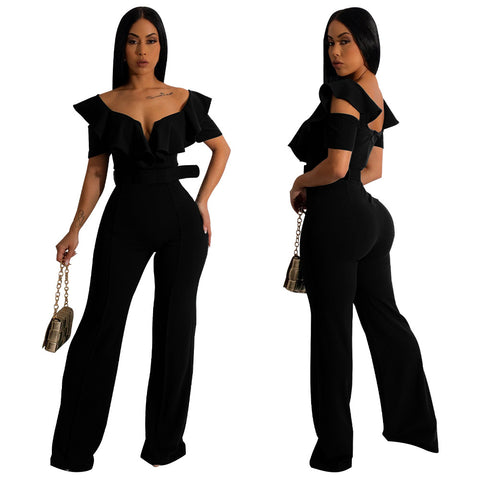 Casual Slim Fit Ruffle Jumpsuit 