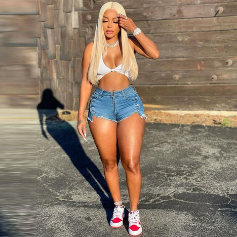 Popping Buttons Denim Shorts for women