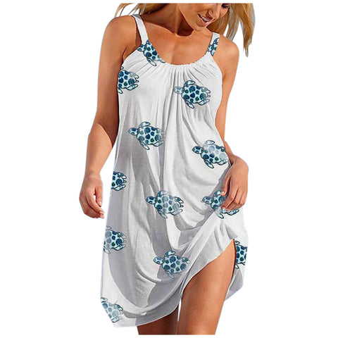 Featherlight Chic Beach Dress Turtles