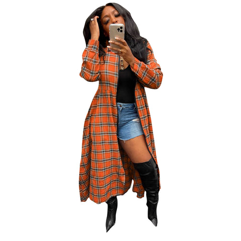 Women Fall Orange Long Shirt