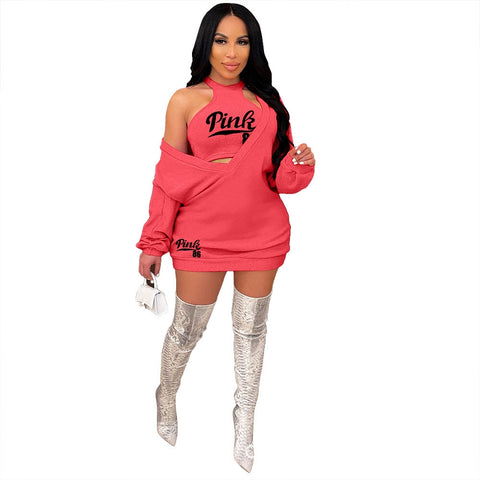 "Pink" Sweater Dress Red