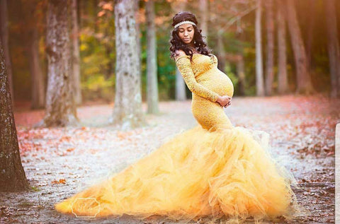First Born Yellow  Maternity Dress