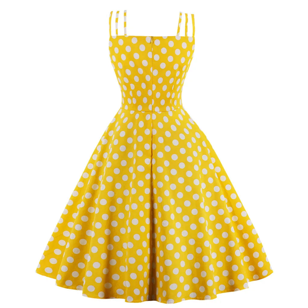 Yellow Polka Dots Vintage Summer Dress