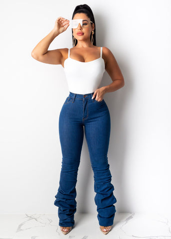 Streetwear Ladies Mid-Rise Tight Jeans