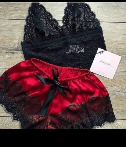 Sexy Lace Satin Lingerie Set