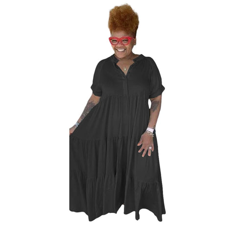 Black Pamela Plus Size Summer Casual Dress