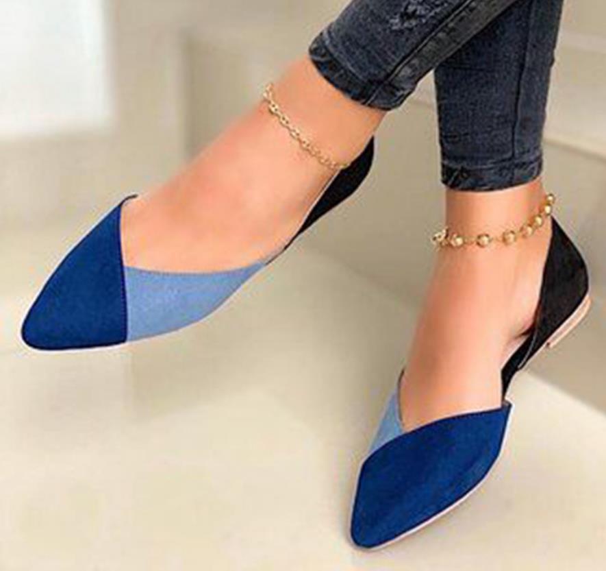 Large Size Pointed Head Shallow Mouth Side Empty Leisure Flat Shoes  | Cultureheaven.com
