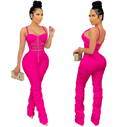 Women Pink crop top set
