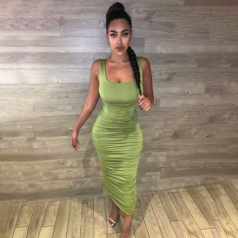Skinny Clubwear Midi Dress Green