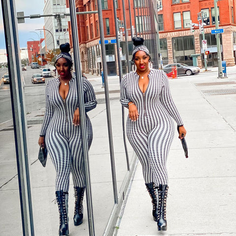 Cleavage One Piece Zipper Jumpsuit