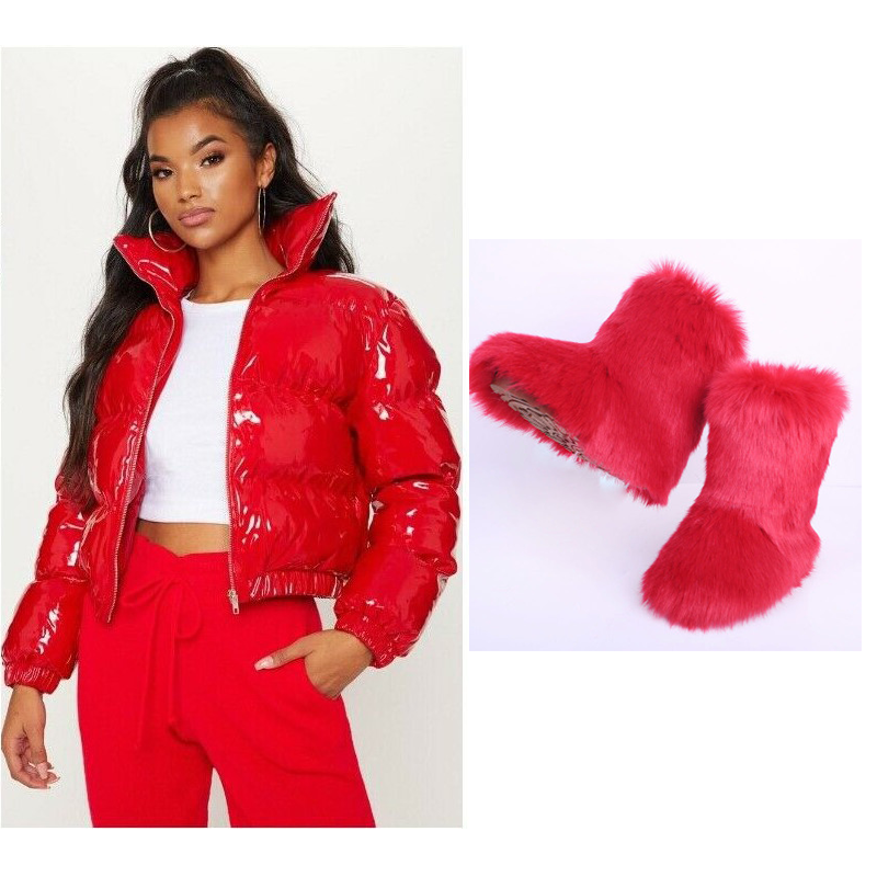 Fur/Bubble Jacket and Boots Set