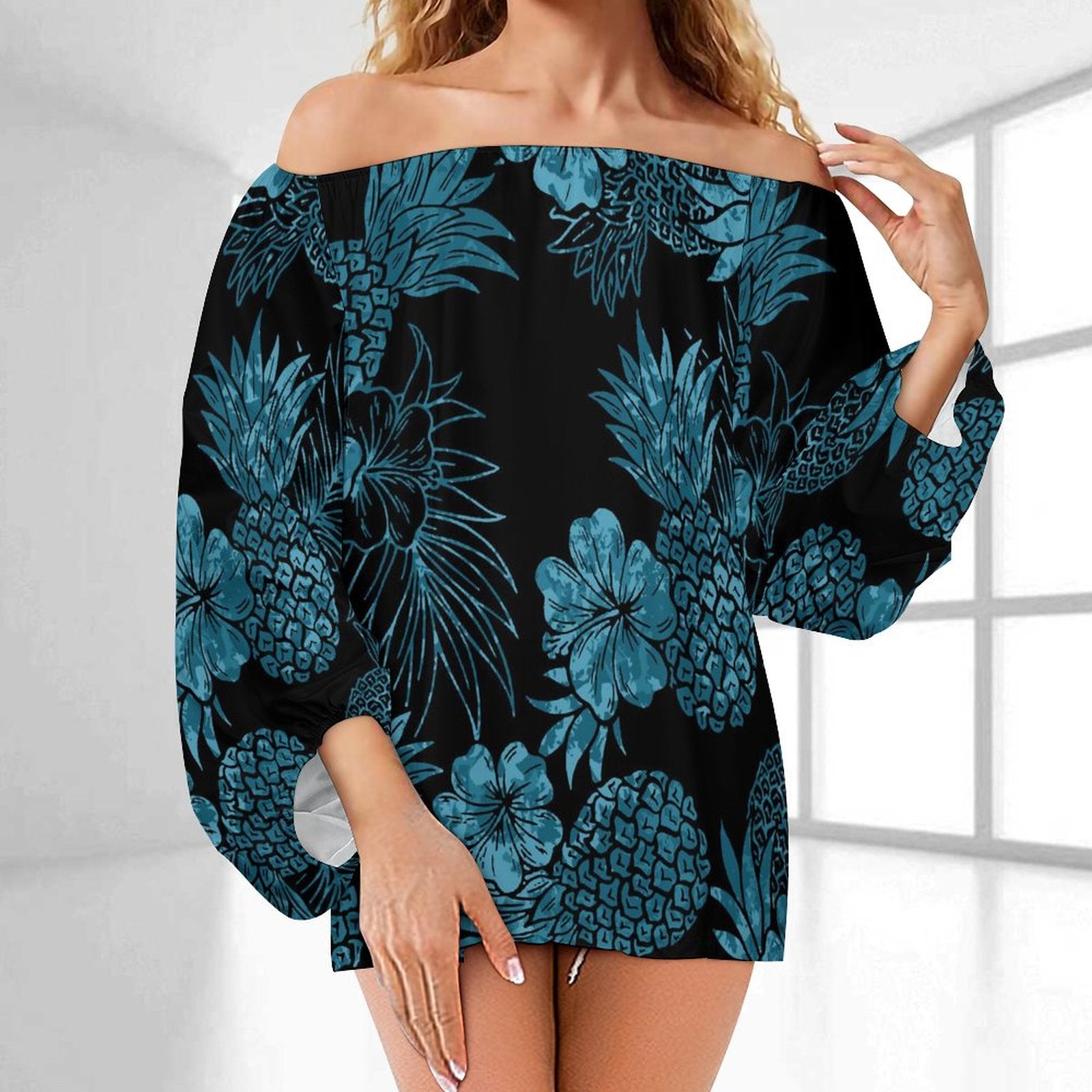 Tribal Style Oversize Dress Black