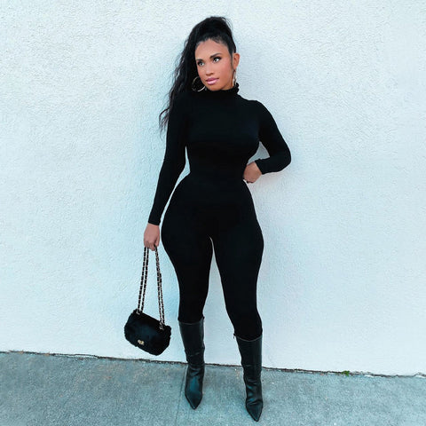Black Turtle Neck Jumpsuit 