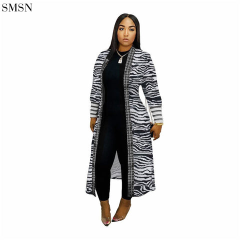 Long Threaded Sleeves Print Coat | Cultureheaven.com