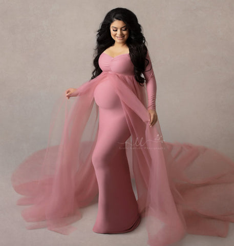 Maternity Vestidos Evening Maxi Dress Pink