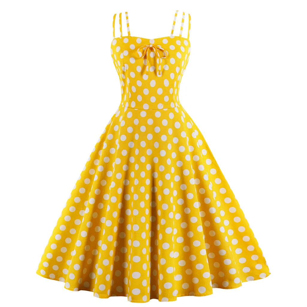 Yellow Polka Dots Vintage Summer Dress