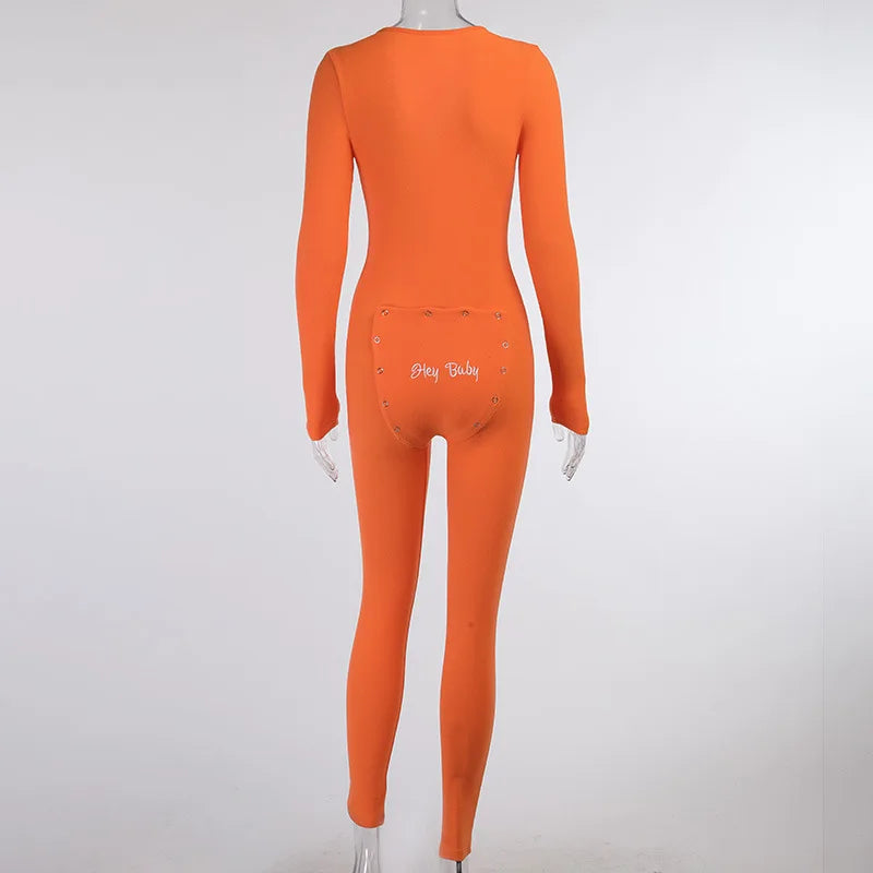 Hey Baby Onesie Orange jumpsuit