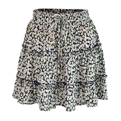 black floral mini skirt for women